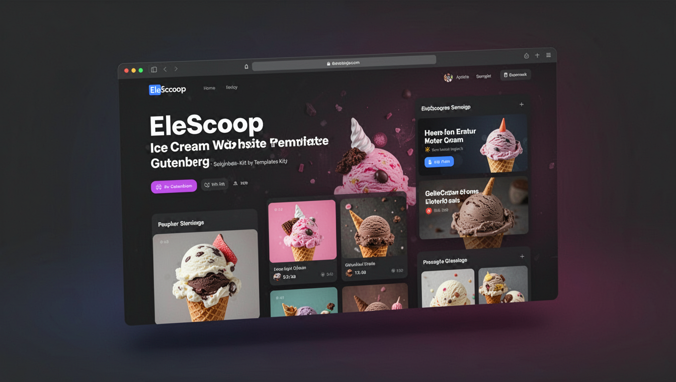 Preview of EleScoop - Ice Cream Website Template For Gutenberg