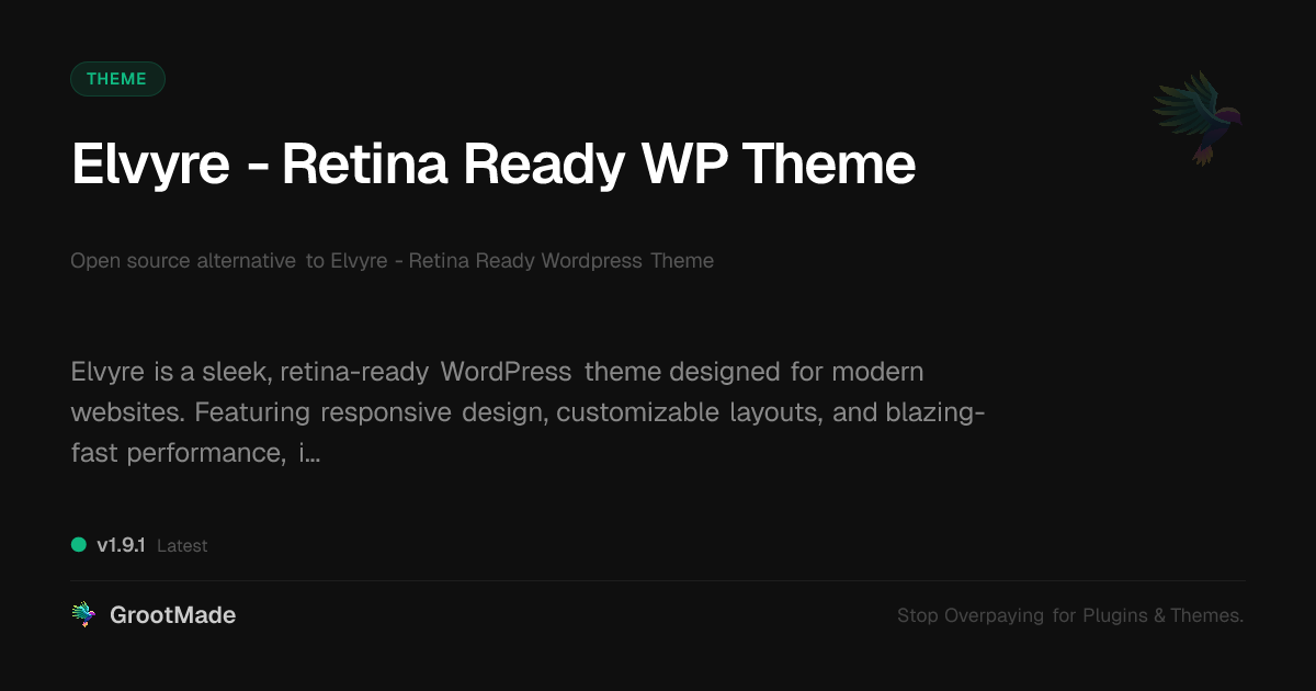 Preview of Elvyre - Retina Ready WP Theme