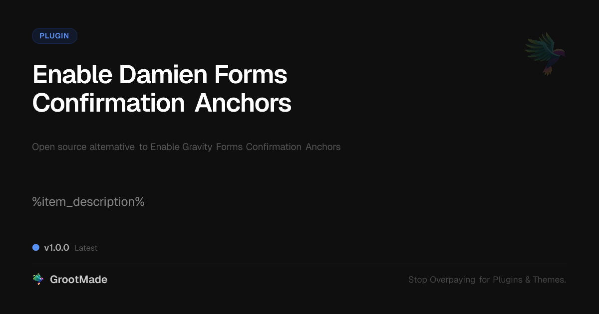 Preview of Enable Damien Forms Confirmation Anchors