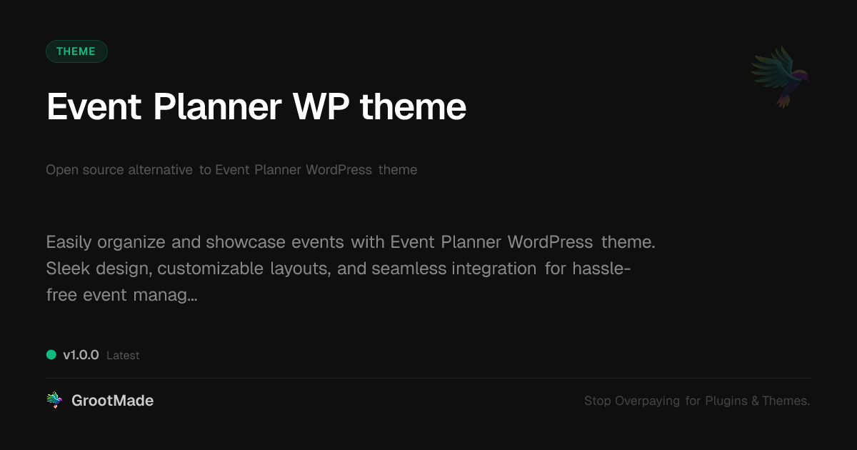 Preview of Event Planner WP theme