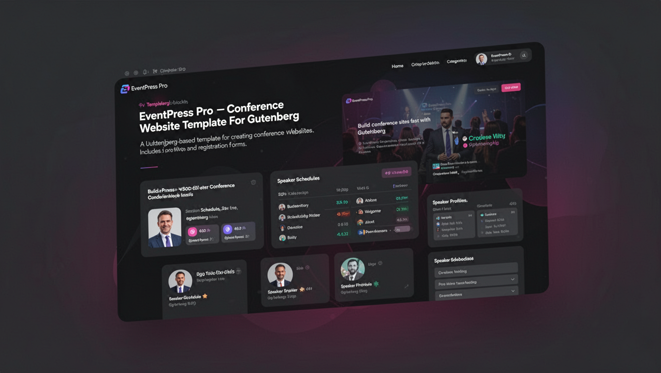 Preview of EventPress Pro - Conference Website Template For Gutenberg