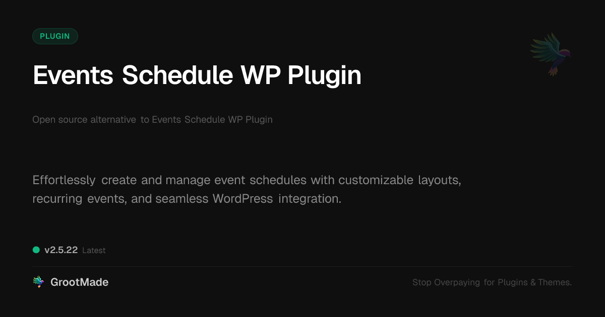 Preview of Events Schedule WP Plugin