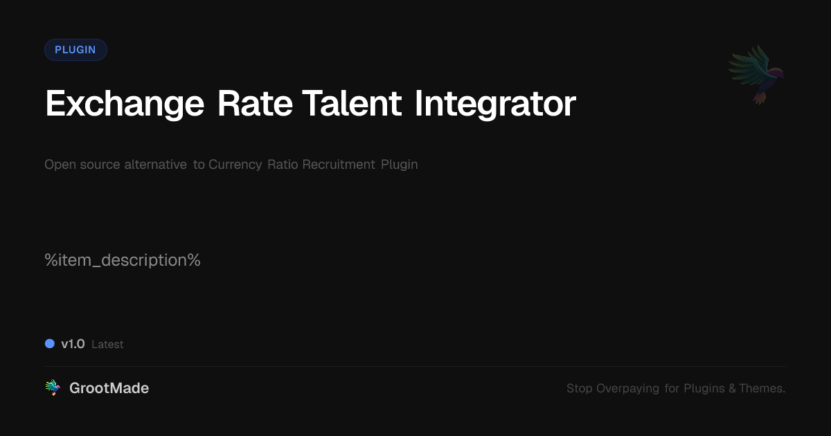Preview of Exchange Rate Talent Integrator