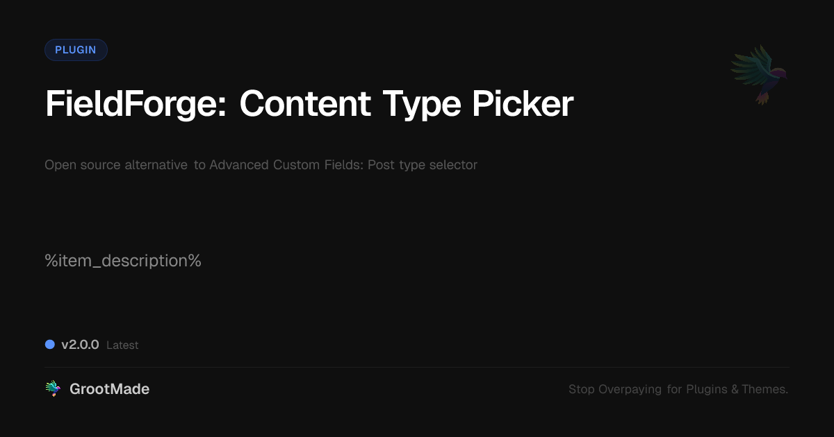 Preview of FieldForge: Content Type Picker