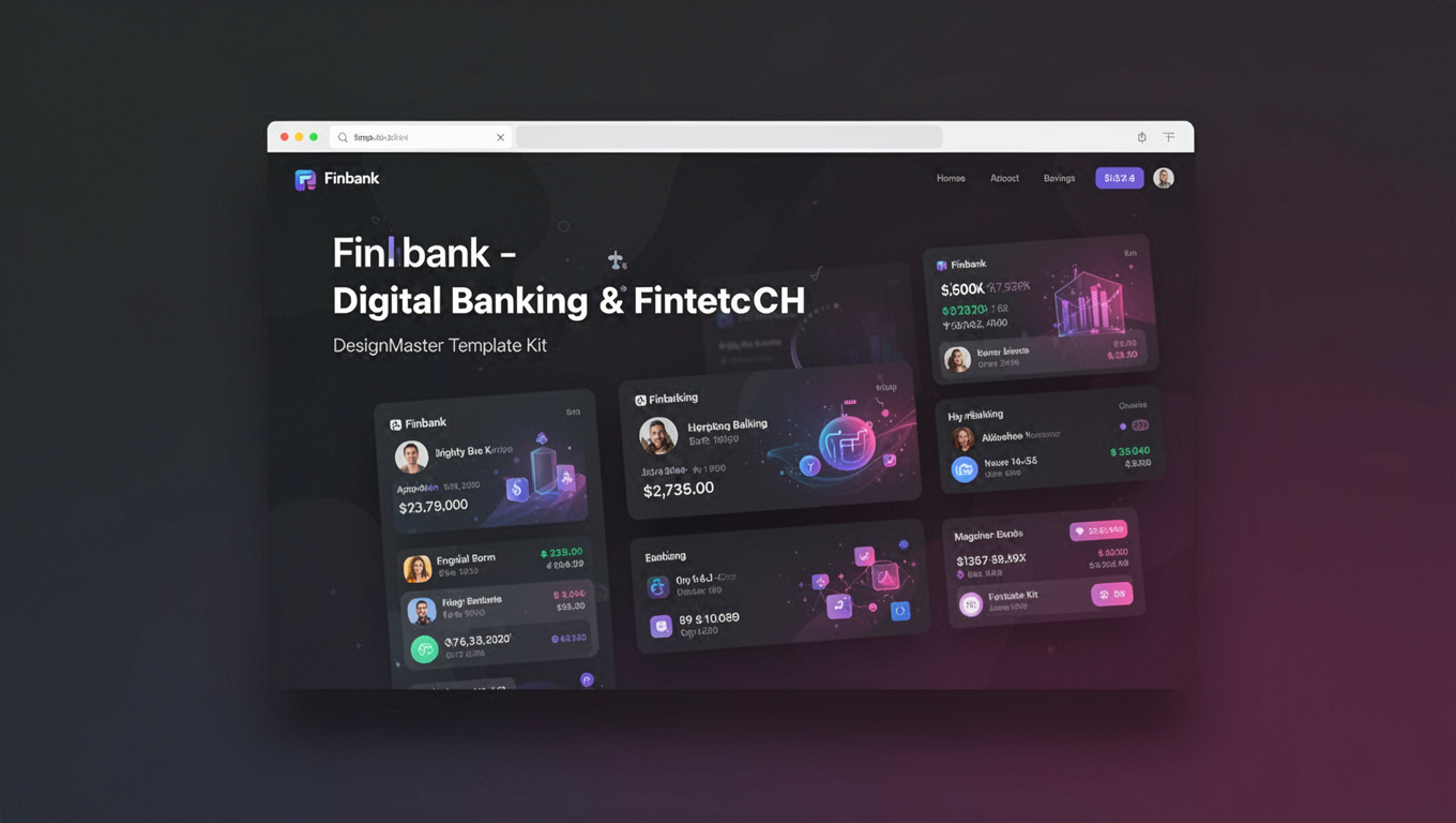 Preview of Finbank - Digital Banking & Fintech DesignMaster Template Kit