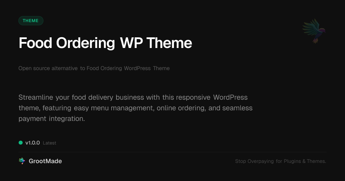 Preview of Food Ordering WP Theme