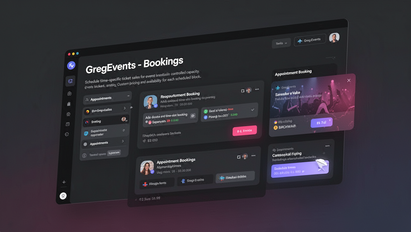 Preview of GregEvents - Bookings