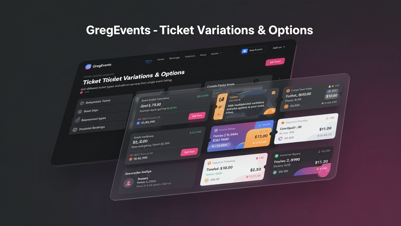 Preview of GregEvents - Ticket Variations & Options