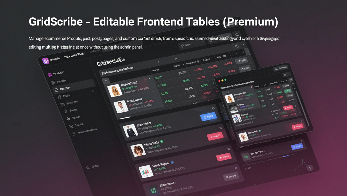 Preview of GridScribe - Editable Frontend Tables (Premium)
