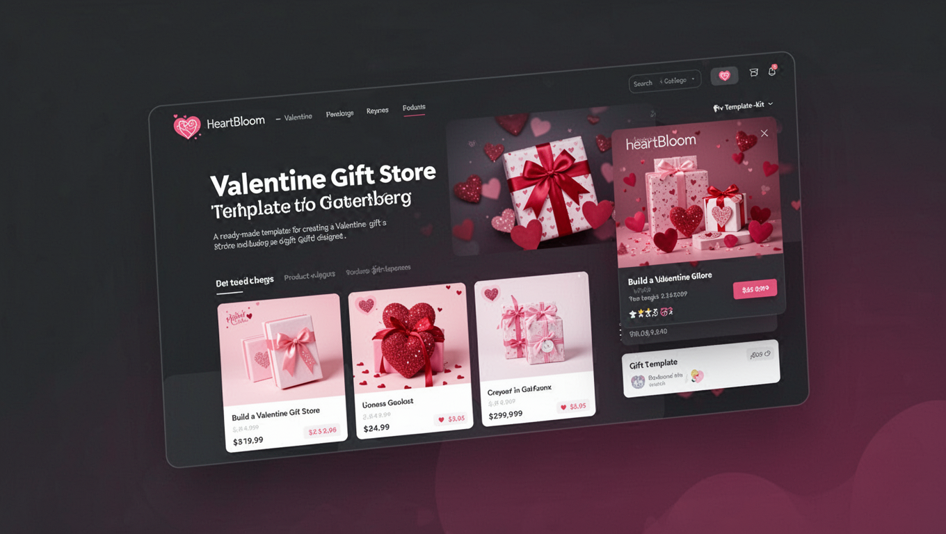Preview of HeartBloom - Valentine Gift Store Template for Gutenberg