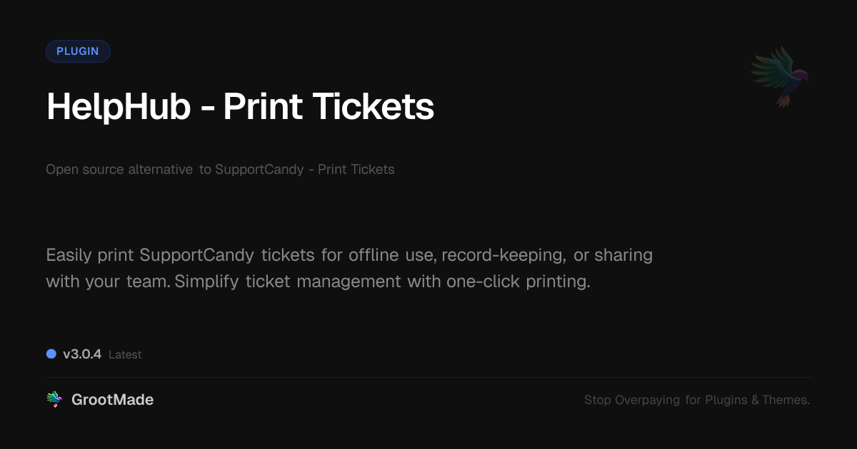 Preview of HelpHub - Print Tickets