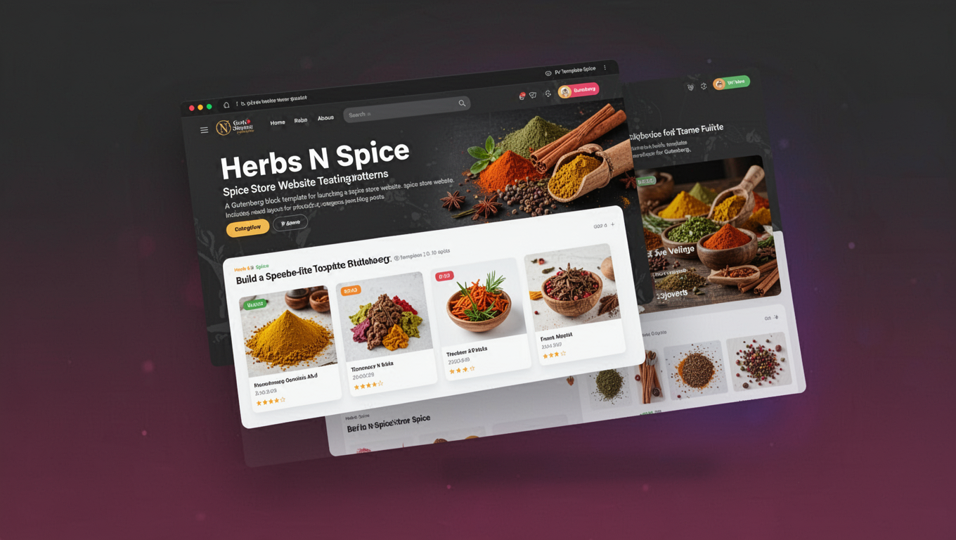 Preview of Herbs N Spice – Spice Store Website Template for Gutenberg