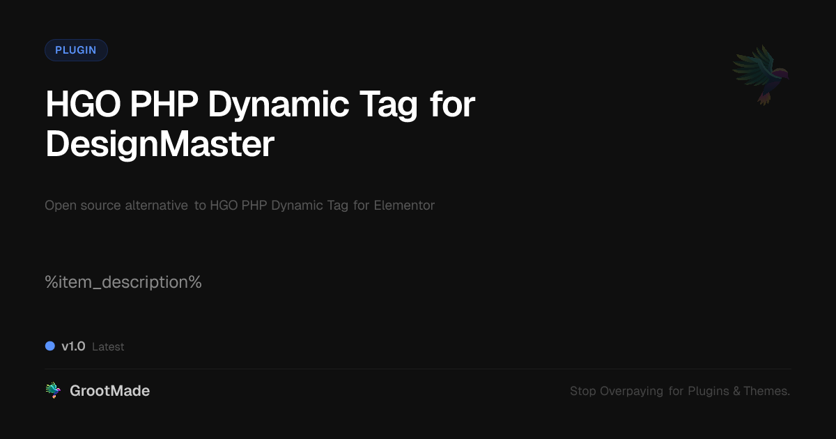 Preview of HGO PHP Dynamic Tag for DesignMaster