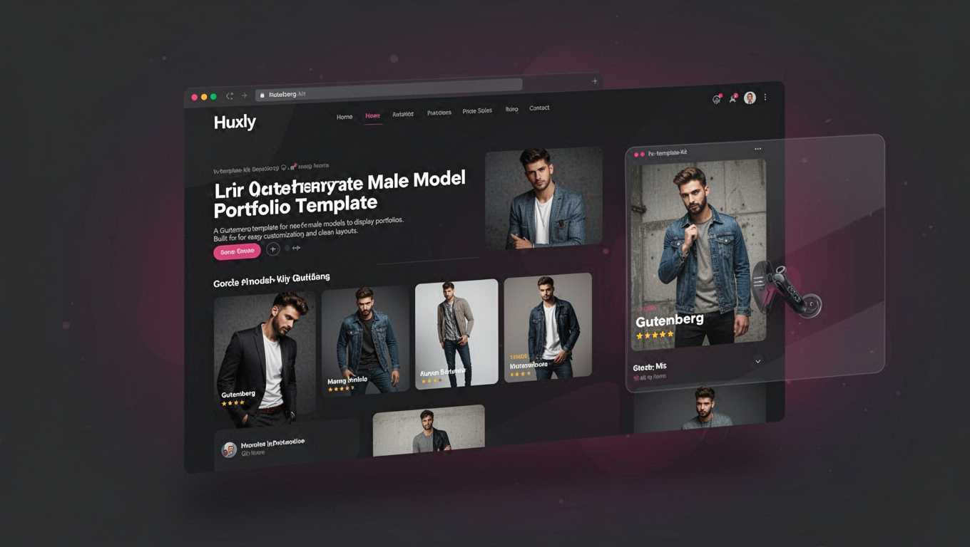 Preview of Huxly - Gutenberg Male Model Portfolio Template