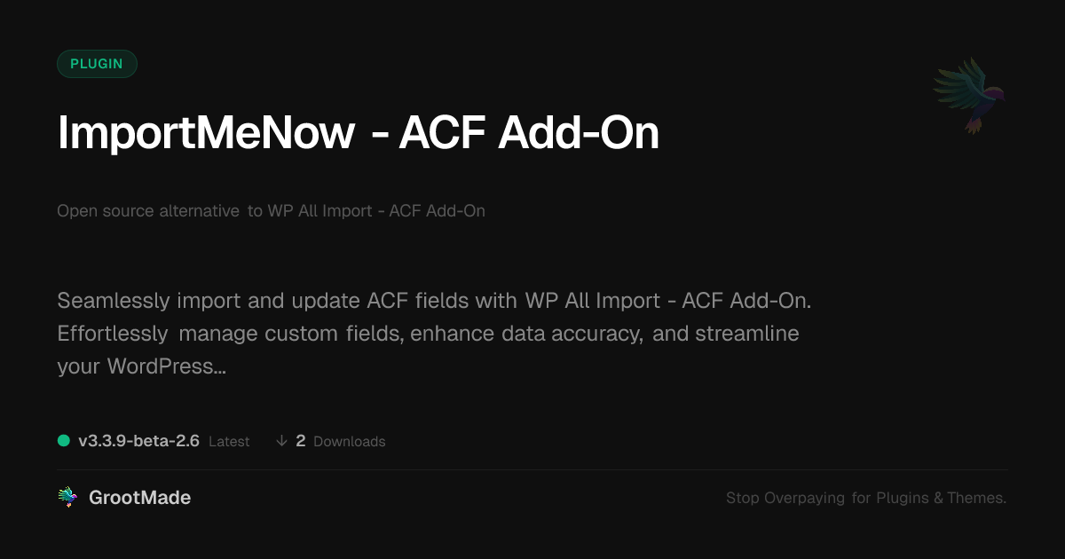 Preview of ImportMeNow - ACF Add-On Pro