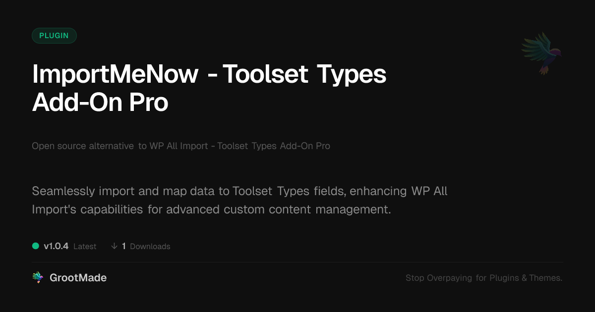 Preview of ImportMeNow - Toolset Types Add-On Pro
