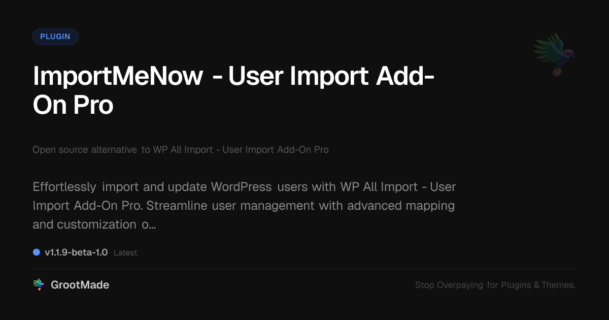 Preview of ImportMeNow - User Import Add-On Pro