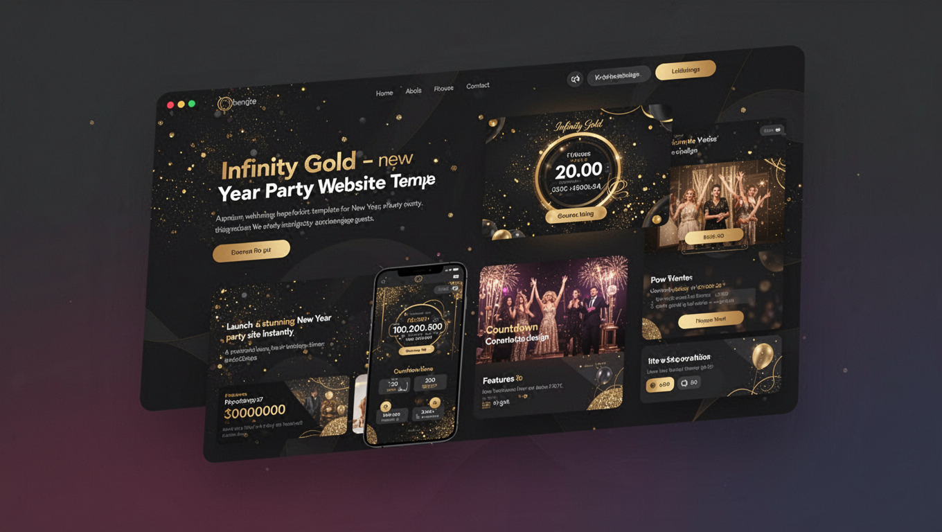 Preview of Infinity Gold - New Year Party Website Template