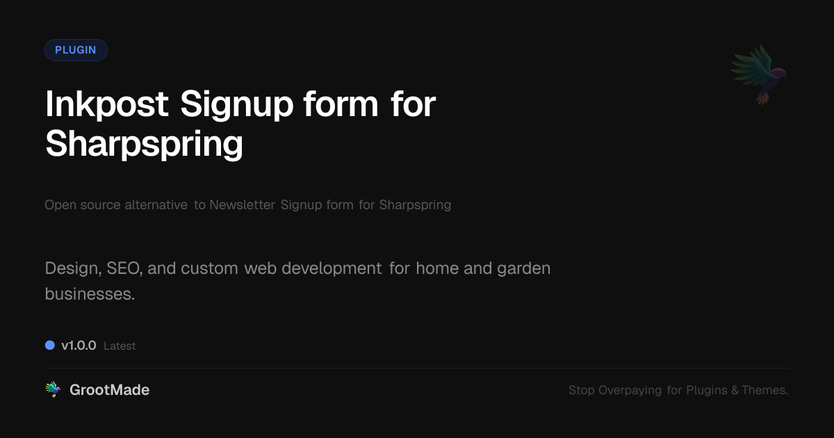 Preview of Inkpost Signup form for Sharpspring
