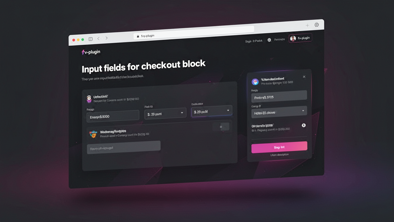 Preview of Input fields for checkout block