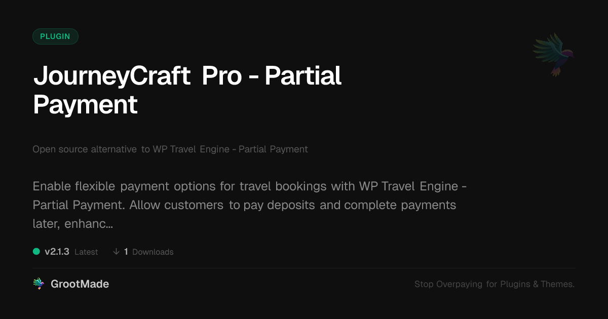 Preview of JourneyCraft Pro - Partial Payment
