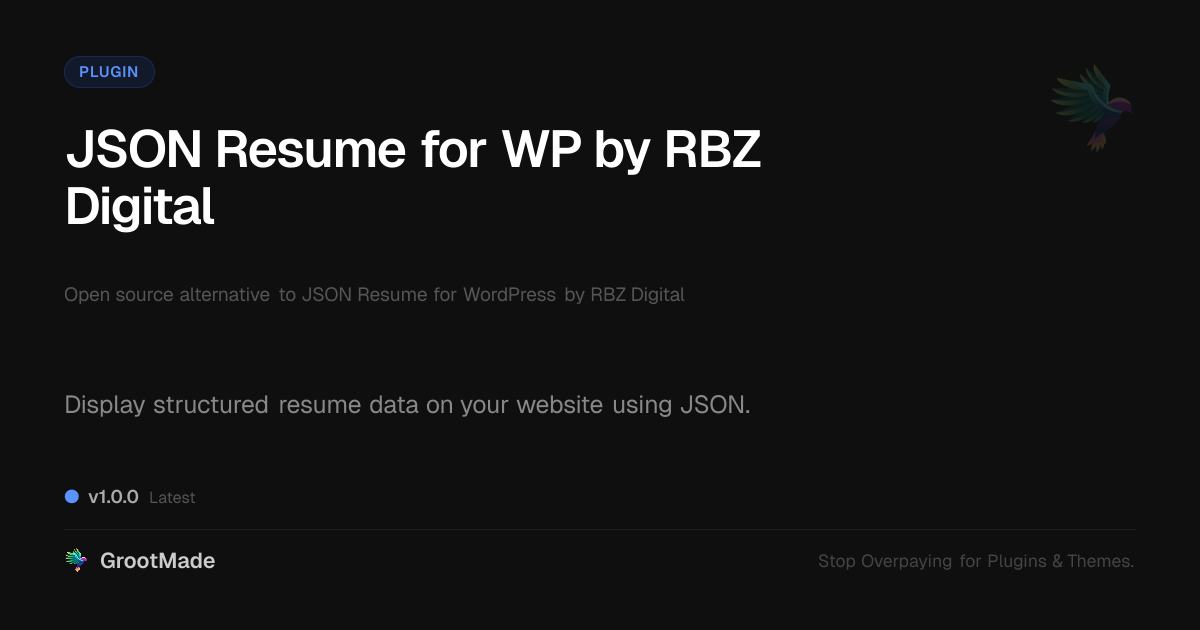 Preview of JSON Resume for WP by RBZ Digital