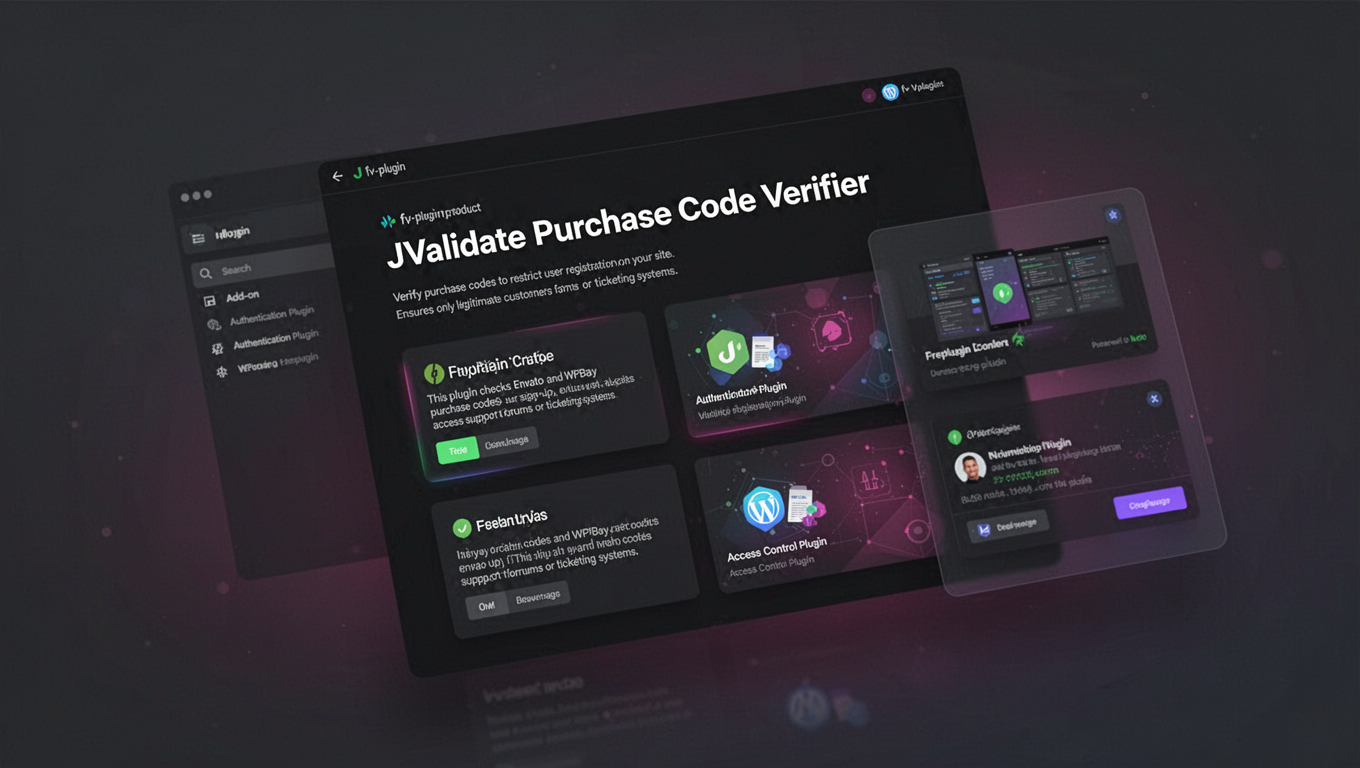 Preview of JValidate Purchase Code Verifier