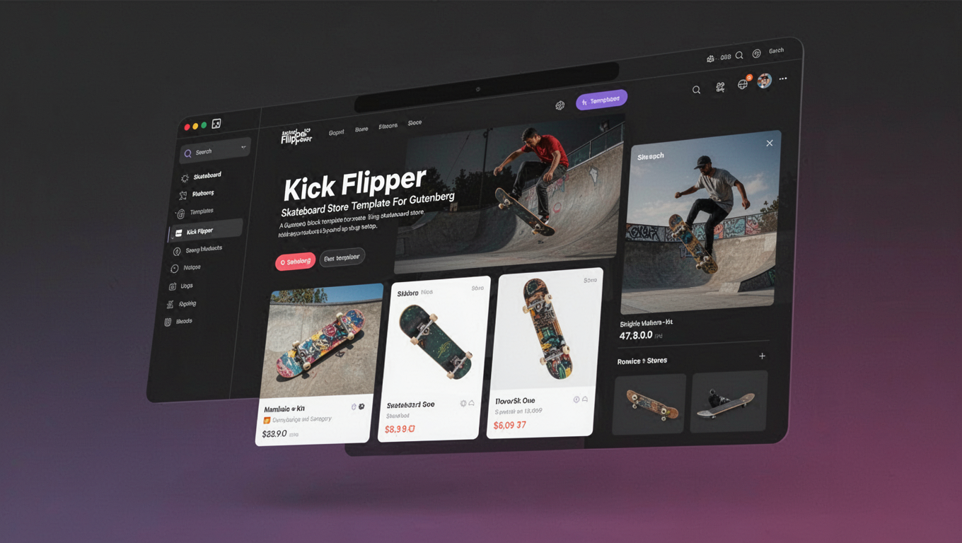 Preview of Kick Flipper - Skateboard Store Template For Gutenberg