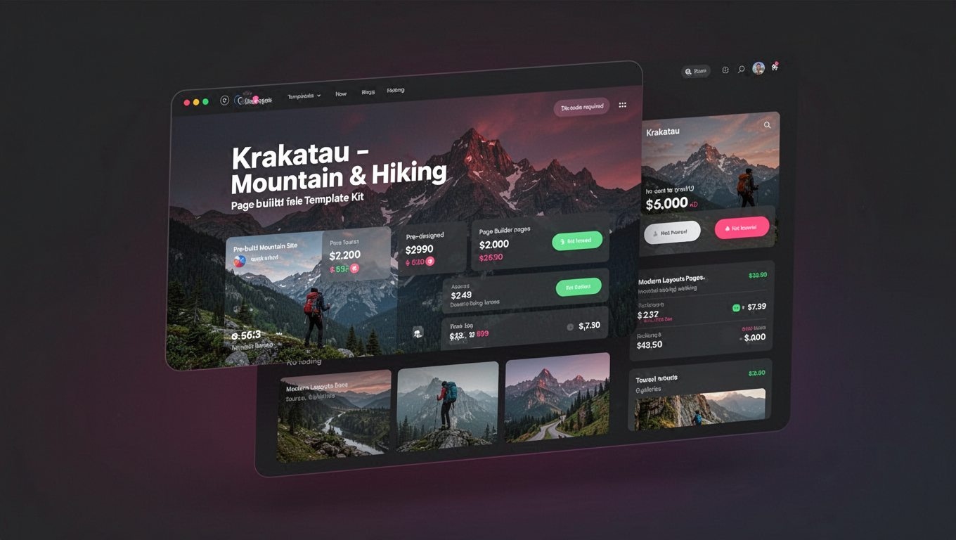 Preview of Krakatau - Mountain & Hiking Elementor Template Kit