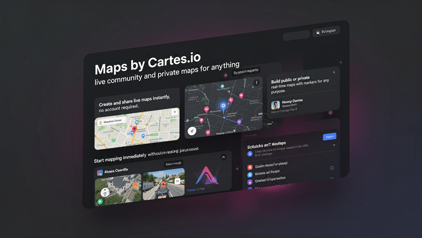 Preview of Maps by Cartes.io - live community and private maps for anything