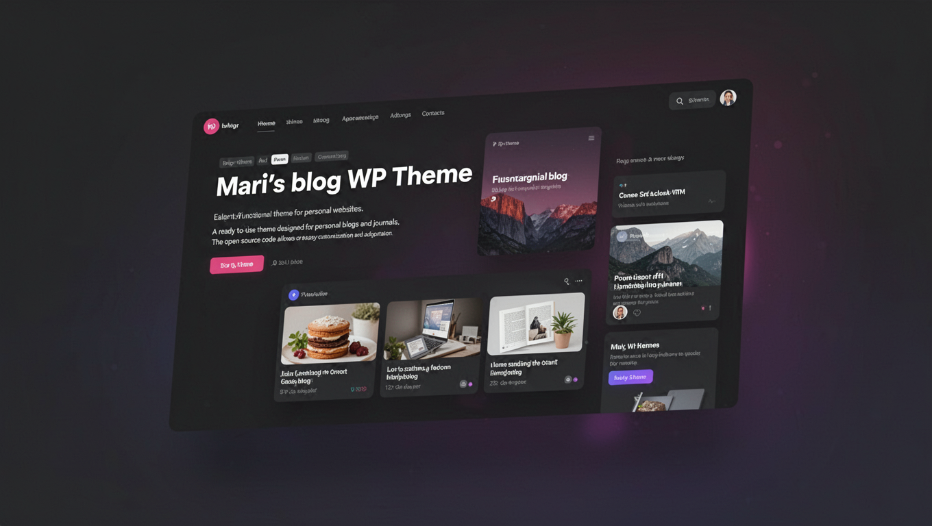 Preview of Mari's blog WP Theme