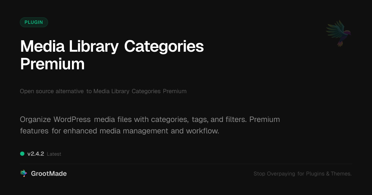 Preview of Media Library Categories Premium