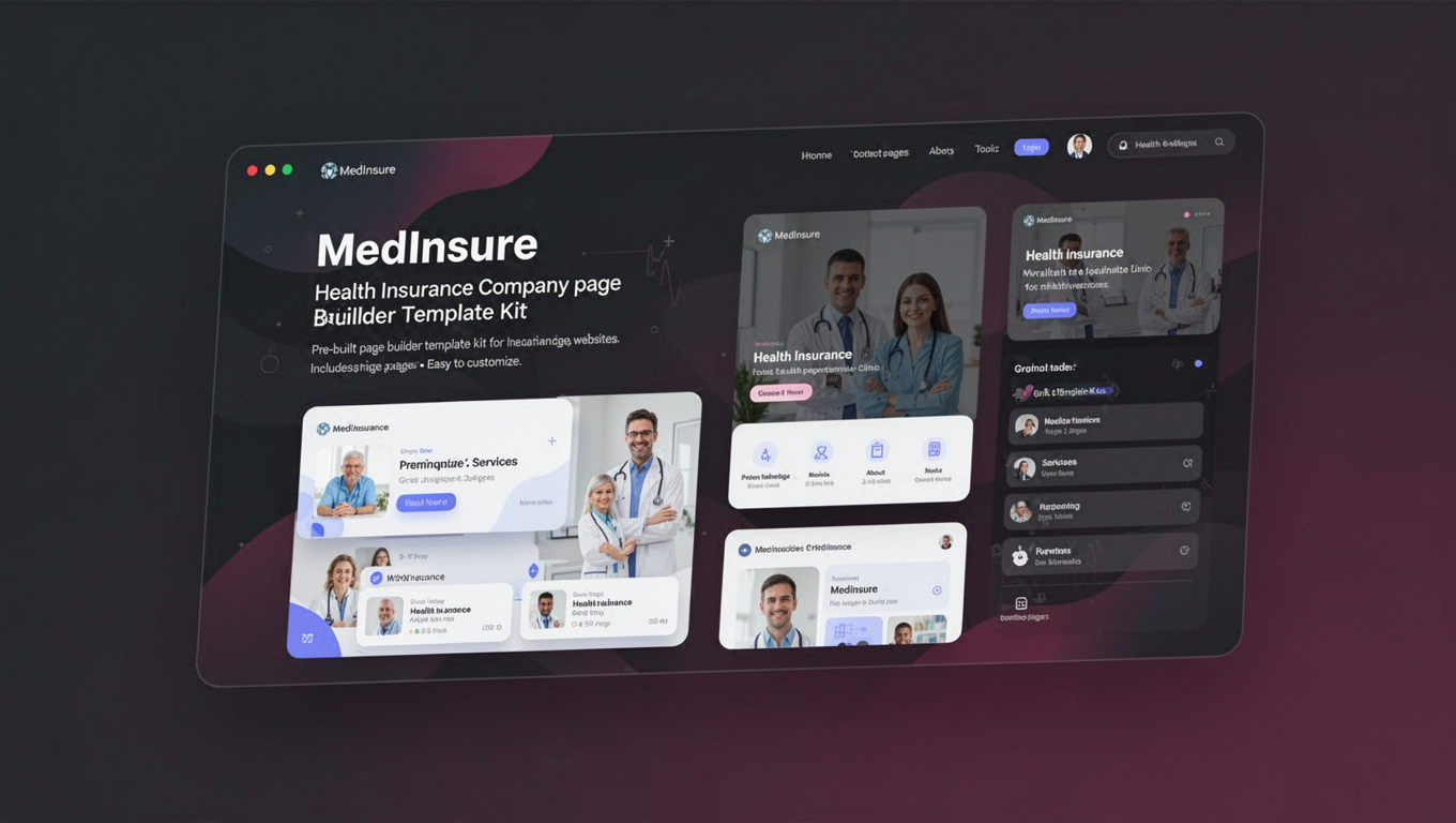 Preview of MedInsure - Health Insurance Company Elementor Template Kit
