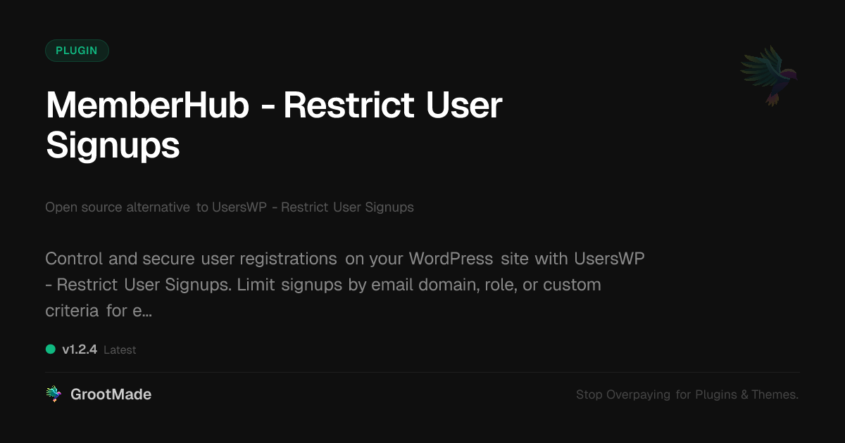 Preview of MemberHub - Restrict User Signups