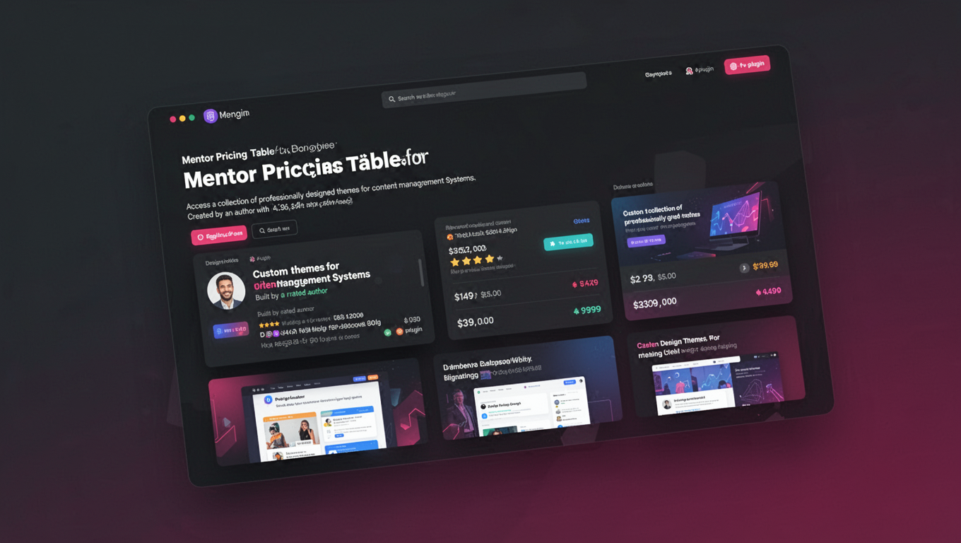 Preview of Mentor Pricing Table for DesignMaster