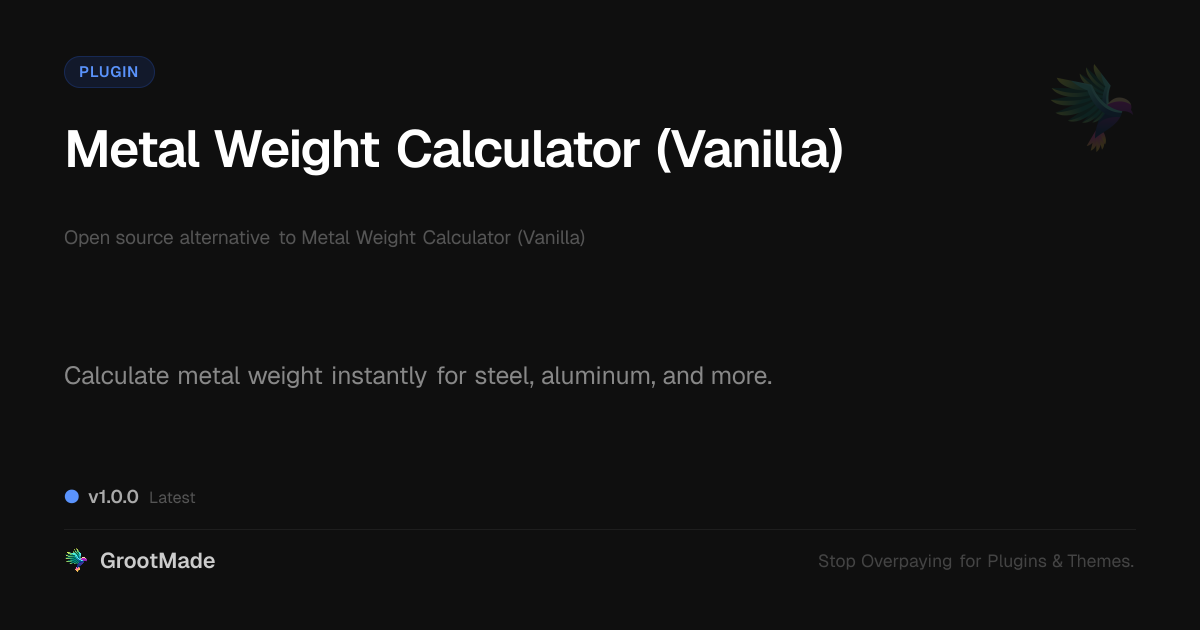 Preview of Metal Weight Calculator (Vanilla)