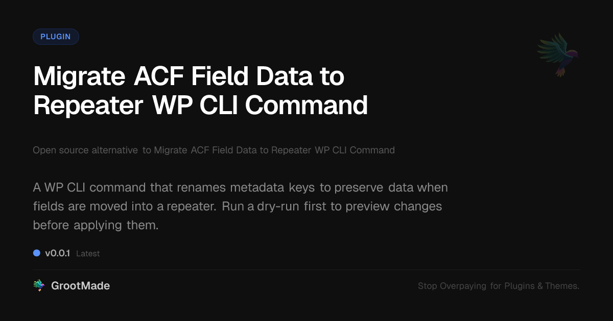 Preview of Migrate ACF Field Data to Repeater WP CLI Command
