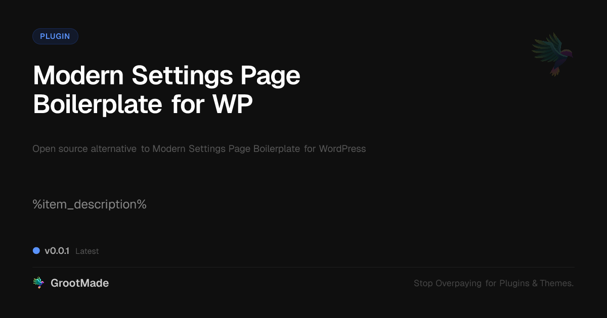 Preview of Modern Settings Page Boilerplate for WP