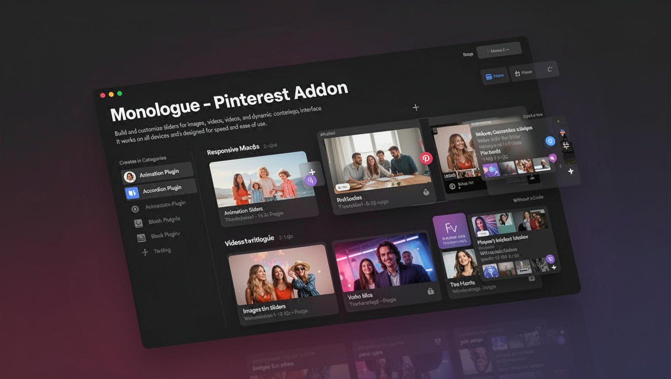 Preview of Monologue - Pinterest Addon