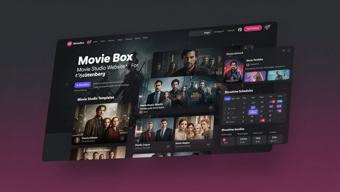 Preview of Movie Box - Movie Studio Website For Gutenberg