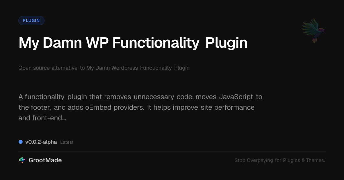Preview of My Damn WP Functionality Plugin