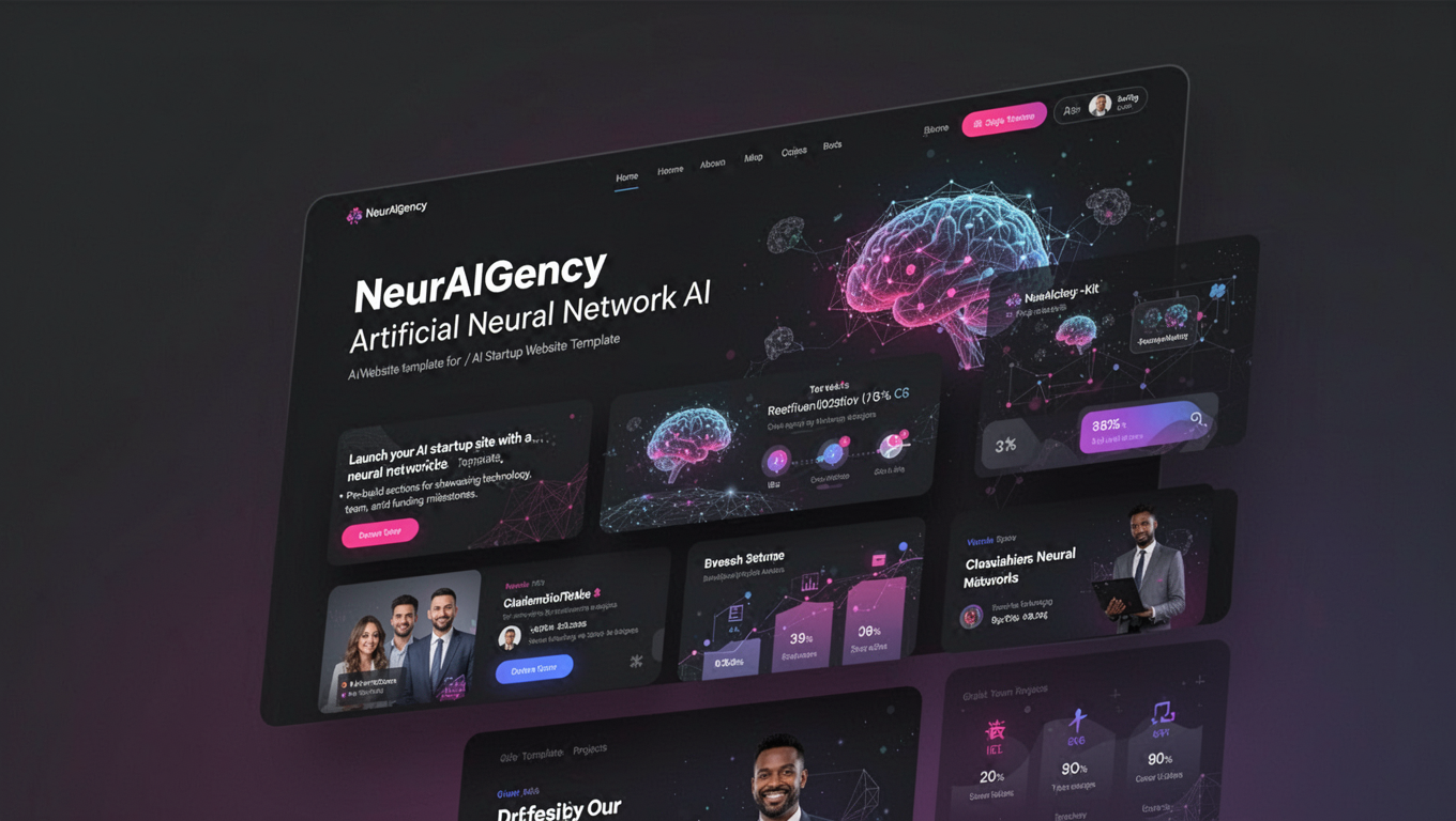 Preview of NeurAIGency -  Artificial Neural Network AI / AI Startup Website Template