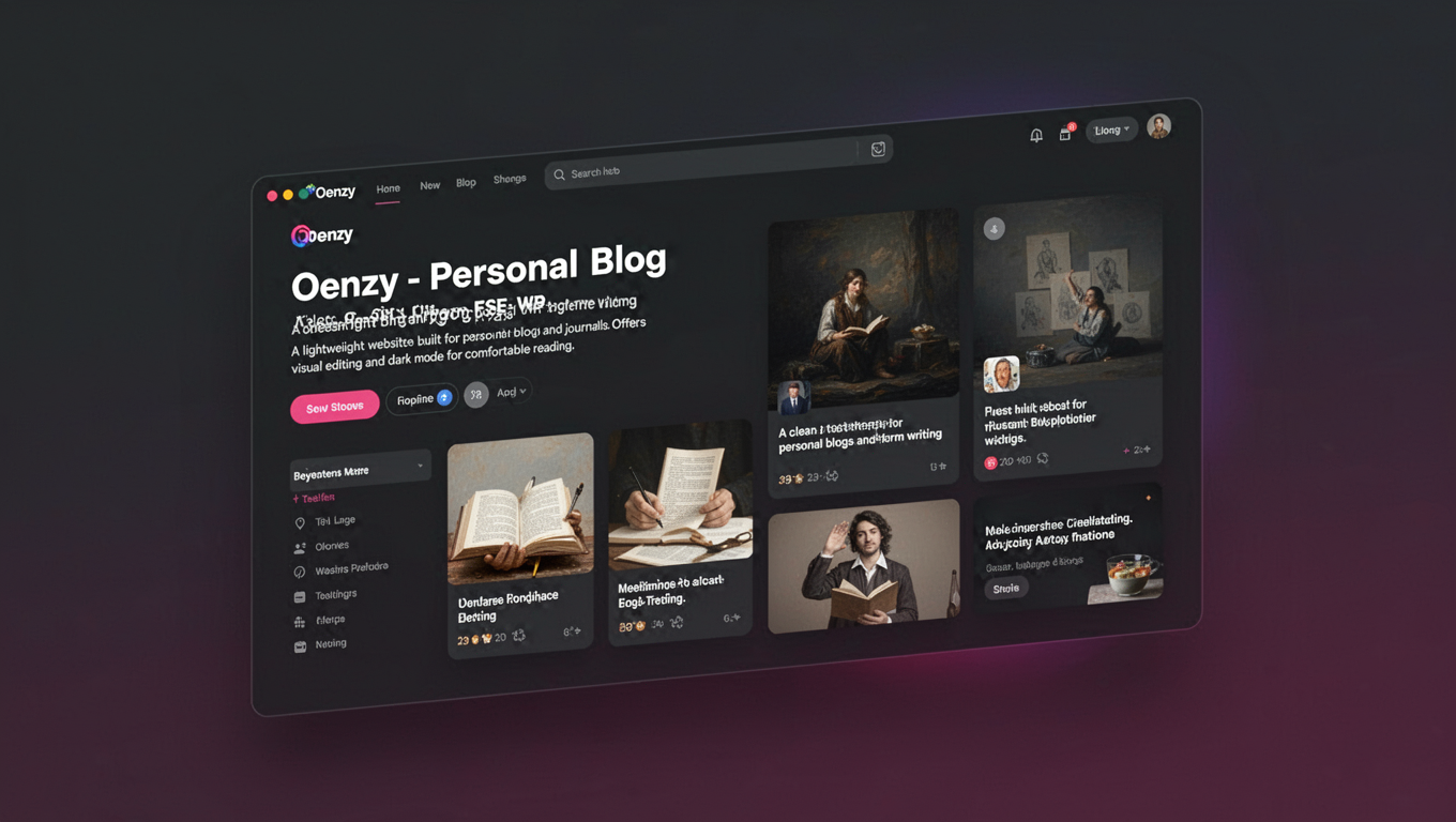 Preview of Oenzy - Personal Blog FSE WP Theme