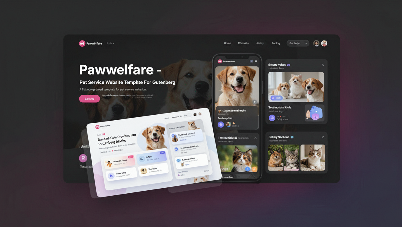 Preview of Pawwelfare - Pet Service Website Template For Gutenberg