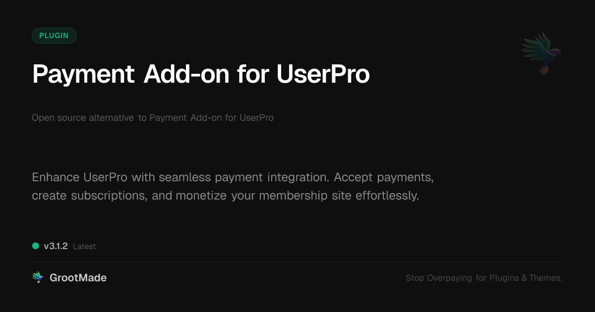 Preview of Payment Add-on for UserPro
