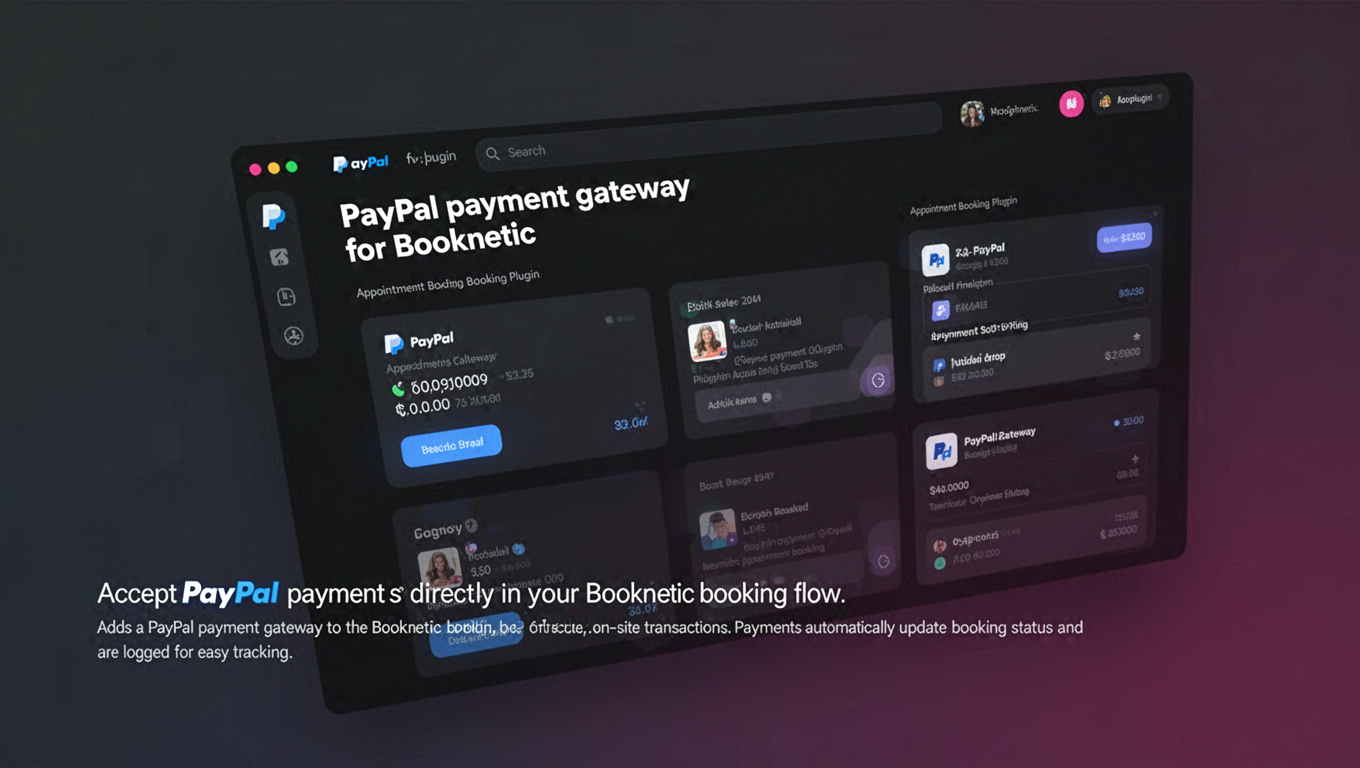Preview of Paypal payment gateway for Booknetic