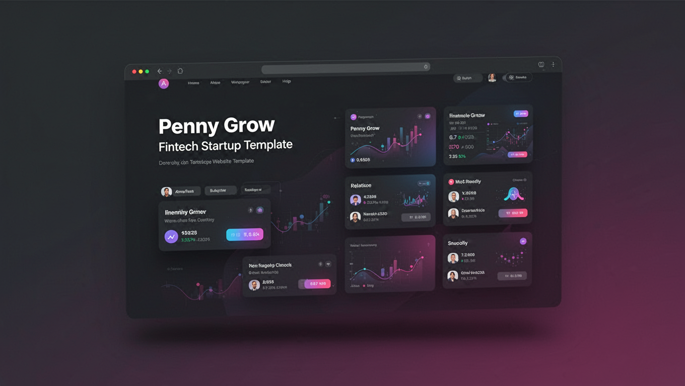 Preview of Penny Grow - Fintech Startup Website Template