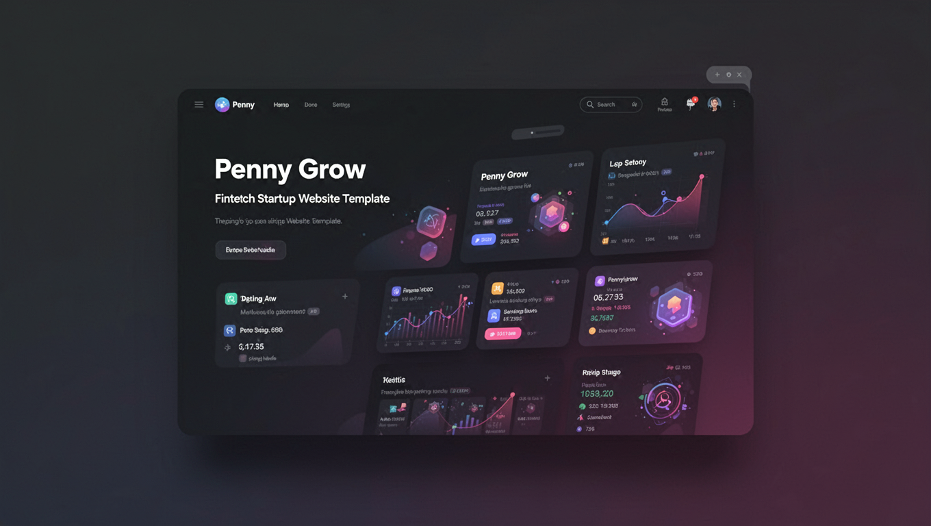 Preview of Penny Grow - Fintech Startup Website Template