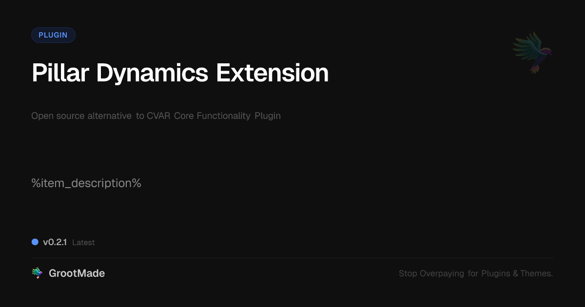 Preview of Pillar Dynamics Extension