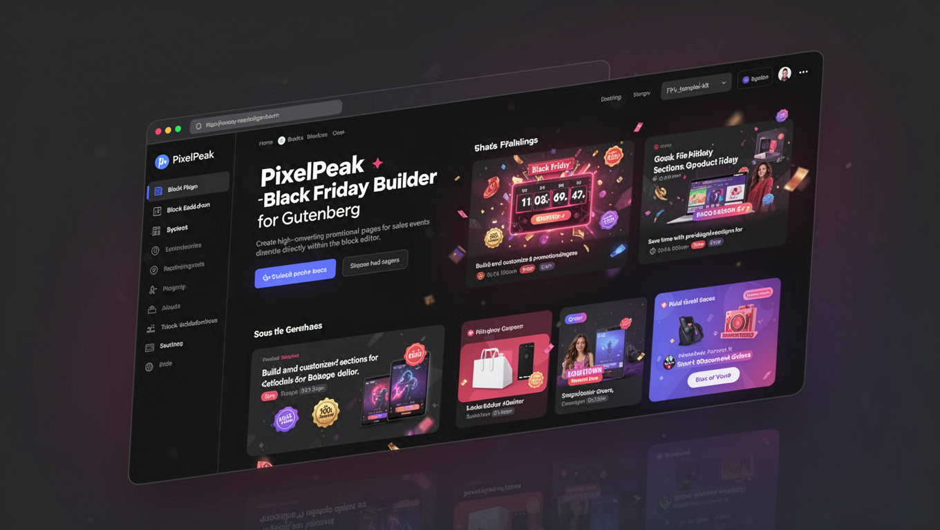 Preview of PixelPeak - Black Friday Builder for Gutenberg